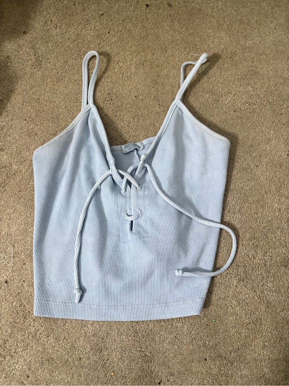Brandy Melville Light Blue Ribbed Lace-Up Cami